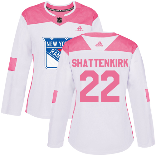 Adidas Rangers #22 Kevin Shattenkirk White/Pink Authentic Fashion Women's Stitched NHL Jersey - Click Image to Close